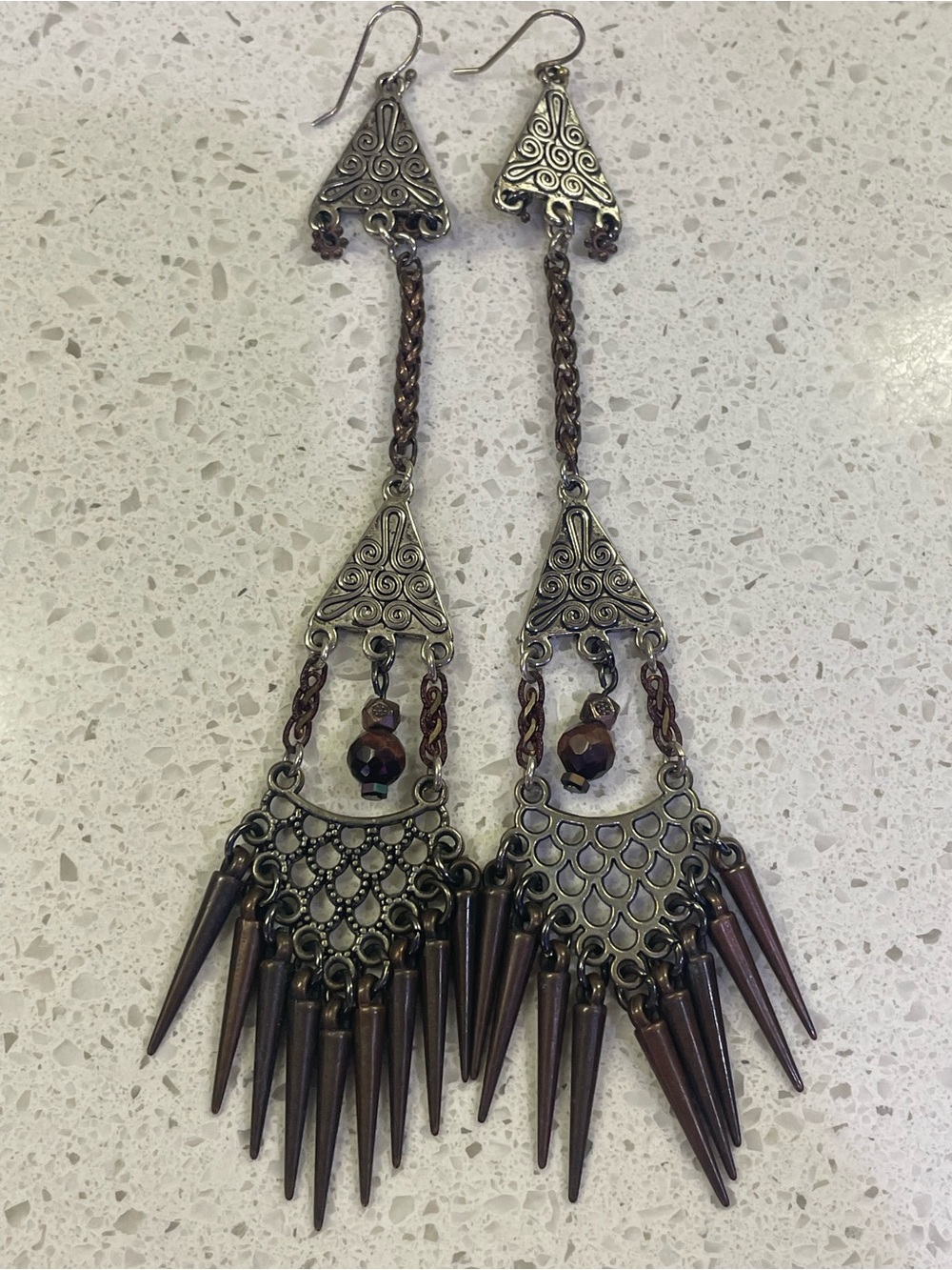 Boho handmade Drop Earrings silver/bronze Whimsigoth